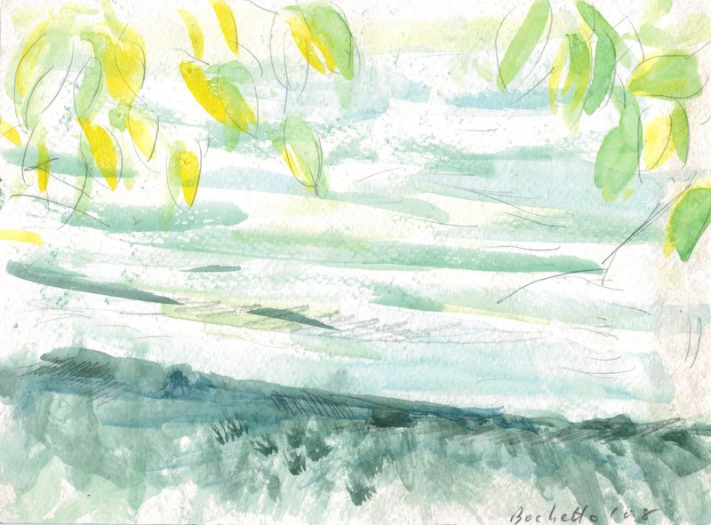 snow pond shore